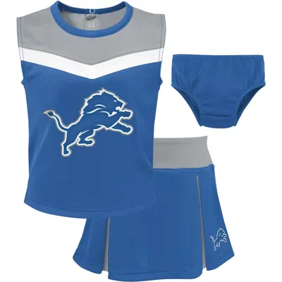 Outerstuff Babies'  Girls Toddler Blue Detroit Lions Spirit Cheer Two-piece Cheerleader Set With Bloomers