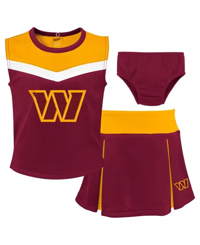 Outerstuff Girls Toddler Burgundy Washington Commanders Three-piece Spirit Cheer Cheerleader Set