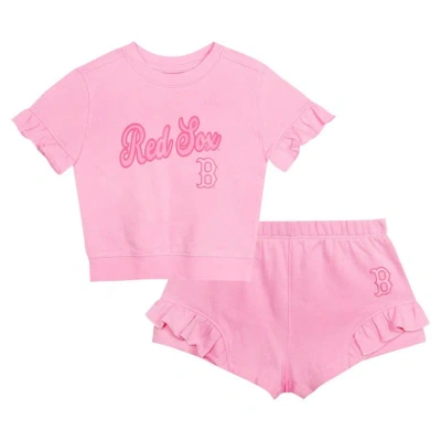 Outerstuff Kids' Girls Toddler Fanatics Branded Pink Boston Red Sox Dugout Cute T-shirt & Shorts Set