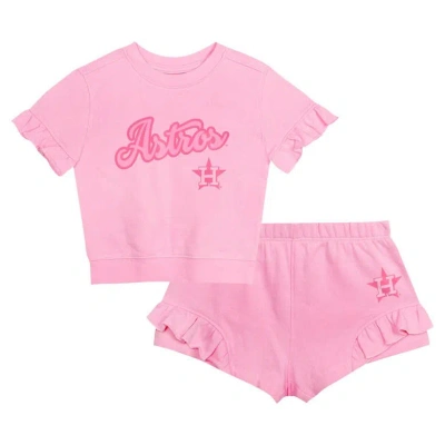 Outerstuff Kids' Girls Toddler Fanatics Branded Pink Houston Astros Dugout Cute T-shirt & Shorts Set