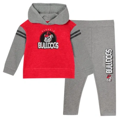Outerstuff Kids'  Girls Toddler Georgia Bulldogs Clubhouse Pullover Hoodie And Legging Set In Red