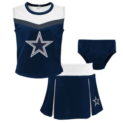 Outerstuff Babies'  Girls Toddler Navy Dallas Cowboys Spirit Cheer Two-piece Cheerleader Set With Bloomers In Metallic