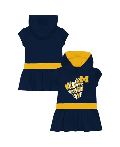 Outerstuff Babies' Girls Toddler Navy Michigan Wolverines Team Love French Terry Hoodie Dress In Blue