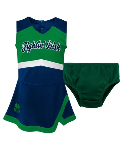 Outerstuff Babies' Girls Toddler Navy Notre Dame Fighting Irish Cheer Captain Dress Bloomers Two-piece Set