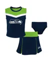 Outerstuff Girls Toddler Navy Seattle Seahawks Spirit Cheer Two-piece Cheerleader Set With Bloomers In Navy