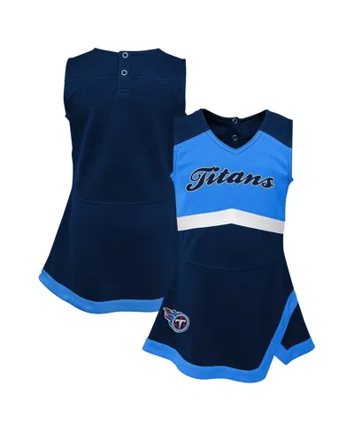 Outerstuff Babies' Girls Toddler Navy Tennessee Titans Cheer Captain Dress With Bloomers In Blue