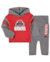 Outerstuff Girls Toddler Ohio State Buckeyes Clubhouse Pullover Hoodie And Legging Set In Scarlet,heather Gray