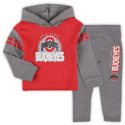 Outerstuff Kids'  Girls Toddler Ohio State Buckeyes Clubhouse Pullover Hoodie And Legging Set In Red