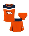 OUTERSTUFF GIRLS TODDLER ORANGE DENVER BRONCOS SPIRIT CHEER TWO-PIECE CHEERLEADER SET WITH BLOOMERS