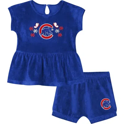 Outerstuff Kids' Girls Toddler  Royal Chicago Cubs Hop Base Fashion T-shirt & Shorts Set In Blue