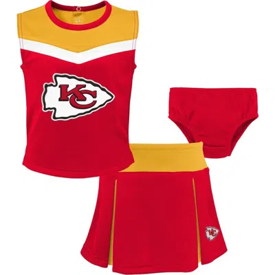 Outerstuff Babies'  Girls Toddler Red Kansas City Chiefs Spirit Cheer Two-piece Cheerleader Set With Bloomers In Multi