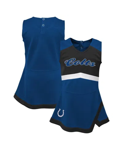 Outerstuff Babies' Girls Toddler Royal Indianapolis Colts Cheer Captain Dress With Bloomers In Blue