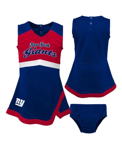 Outerstuff Girls Toddler Royal New York Giants Cheer Captain Dress With Bloomers In Multi