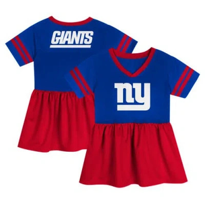 Outerstuff Babies' Girls Toddler Royal New York Giants Stadium Lights Fashion Jersey Dress In Multi