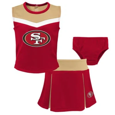 Outerstuff Babies'  Girls Toddler Scarlet San Francisco 49ers Spirit Cheer Two-piece Cheerleader Set With Blo In Red