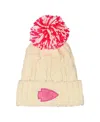 Outerstuff Girls White Kansas City Chiefs Cable Cuffed Knit With Pom Hat In Neutral
