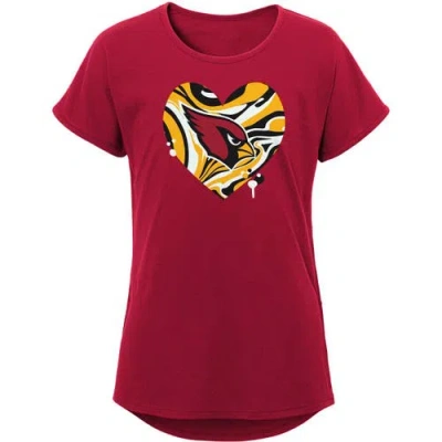 Outerstuff Kids'  Girls Youth Cardinal Arizona Cardinals Drip Heart Dolman T-shirt In Purple