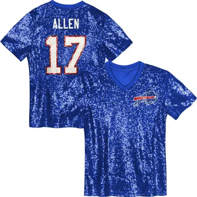 Outerstuff Kids'  Girls Youth Josh Allen Royal Buffalo Bills Sequin V-neck Fashion Jersey