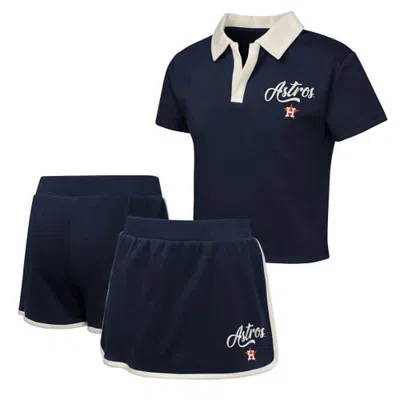 Outerstuff Kids'  Girls Youth Navy Houston Astros Base Trainer Johnny Polo And Skort Set In Black