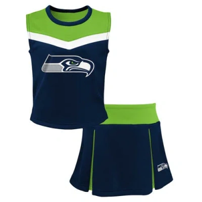 Outerstuff Kids'  Girls Youth Navy Seattle Seahawks Spirit Two-piece Cheerleader Set In Blue