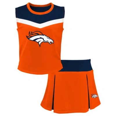 Outerstuff Kids'  Girls Youth Orange Denver Broncos Spirit Two-piece Cheerleader Set