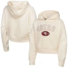 Outerstuff Girls Youth  Cream San Francisco 49ers Oversized Cropped Blitz Hoodie In White