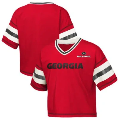Outerstuff Kids' Girls Youth  Red Georgia Bulldogs Gridiron Jersey V-neck T-shirt
