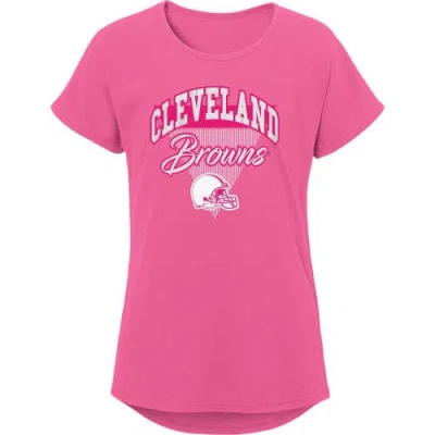 Outerstuff Kids'  Girls Youth Pink Cleveland Browns Playtime Dolman T-shirt