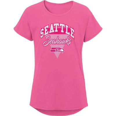 Outerstuff Kids' Girls Youth Pink Seattle Seahawks Playtime Dolman T-shirt