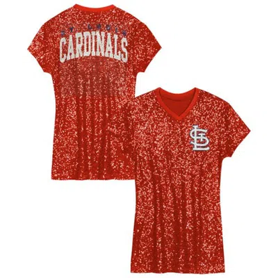 Outerstuff Kids'  Girls Youth  Red St. Louis Cardinals Sequin V-neck Dress