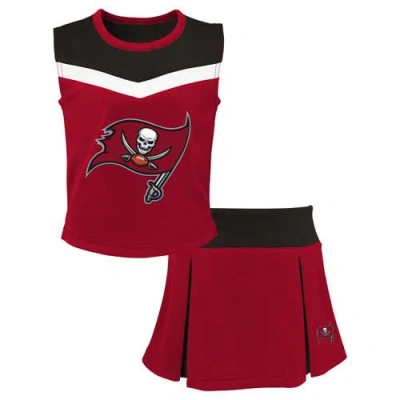 Outerstuff Kids'  Girls Youth Red Tampa Bay Buccaneers Spirit Two-piece Cheerleader Set In Multi