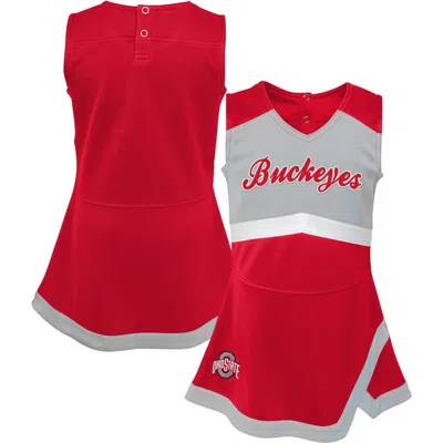 Outerstuff Kids'  Girls Youth Scarlet Ohio State Buckeyes Cheer Captain Jumper Dress