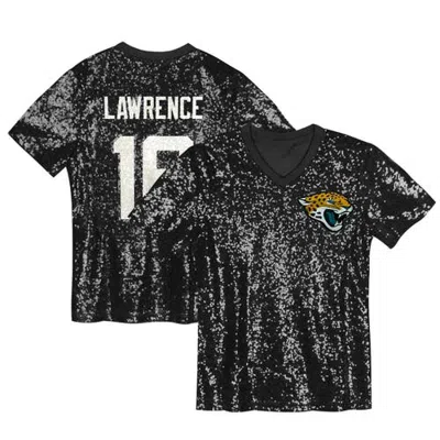 Outerstuff Kids'  Girls Youth Trevor Lawrence Black Jacksonville Jaguars Sequin V-neck Fashion Jersey