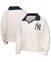 Outerstuff Girls Youth White New York Yankees Ballpark Hit Collared V-neck Pullover Sweatshirt In White