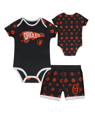 Outerstuff Babies' Infant 2-piece Black Baltimore Orioles On Deck Diaper Cover Set