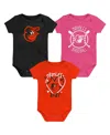 Outerstuff Infant 3-pack Baltimore Orioles Slide Home Bodysuit Set
