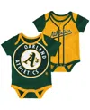 Outerstuff Infant Boys And Girls Boys And Girls Green, Gold Oakland Athletics Double 2-pack Bodysuit Set In Green,gold
