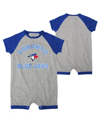 OUTERSTUFF INFANT BOYS AND GIRLS HEATHER GRAY TORONTO BLUE JAYS EXTRA BASE HIT RAGLAN FULL-SNAP ROMPER