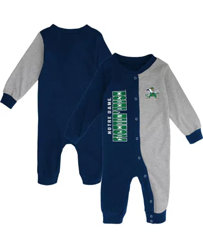 Outerstuff Babies' Newborn And Infant Boys And Girls Navy, Heather Gray Notre Dame Fighting Irish Half Time Two-tone Lo In Navy,heather Gray