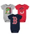 Outerstuff Newborn And Infant Boys And Girls Navy, Red, Gray Boston Red Sox Change Up 3-pack Bodysuit Set In Navy,red,heathered Gray