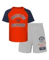 Outerstuff Infant Orange/heather Gray Houston Astros Ground Out Baller Raglan T-shirt And Shorts Set In Orange,heather Gray