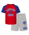 Outerstuff Infant Red/heather Gray Chicago Cubs Ground Out Baller Raglan T-shirt And Shorts Set In Red,heather Gray