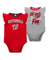 Outerstuff Girls Newborn & Infant Red/heather Gray Washington Nationals Little Fan Two-pack Bodysuit Set In Red,heather Gray