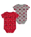 Outerstuff Newborn And Infant Boys And Girls Red, Gray Chicago Blackhawks Two-pack Double Up Bodysuit Set In Red,gray