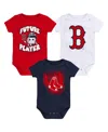 Outerstuff Infant Boys And Girls Red, Navy, White Boston Red Sox Minor League Player Three-pack Bodysuit Set In Red,navy,white