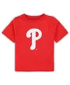 Outerstuff Infant Boys And Girls Red Philadelphia Phillies Team Crew Primary Logo T-shirt In Red