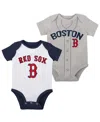 Outerstuff Infant Boys And Girls White And Heather Gray Boston Red Sox Two-pack Little Slugger Bodysuit Set In White,heather Gray