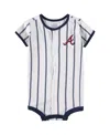 Outerstuff Infant Boys And Girls White Atlanta Braves Pinstripe Power Hitter Coverall In White