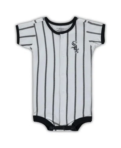 OUTERSTUFF INFANT BOYS AND GIRLS WHITE CHICAGO WHITE SOX PINSTRIPE POWER HITTER COVERALL
