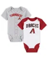 Outerstuff Infant Boys And Girls White, Heather Gray Arizona Diamondbacks Two-pack Little Slugger Bodysuit Set In White,heather Gray